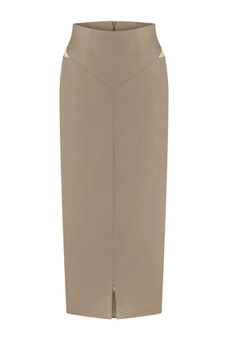 Midi skirt with zipper on the front